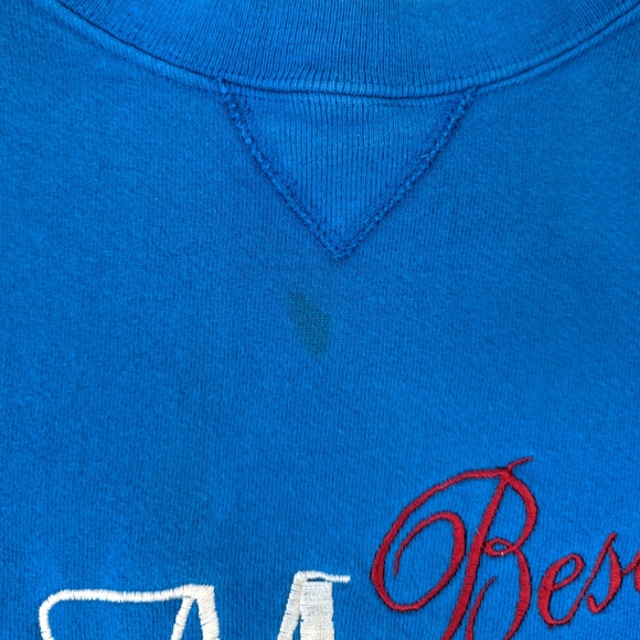 Vintage 80s 90s Best Mom Sweatshirt Embroidered Blue Womens XL Made in USA - Picture 4 of 12